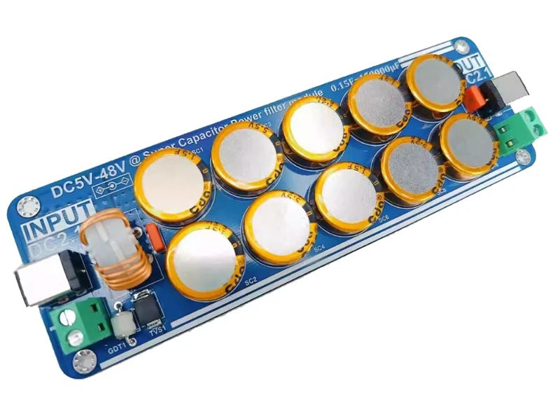 Placa Filtro Fuente Alimentación Lineal/Conmutada con Supercapacitor 5V-48V 10A