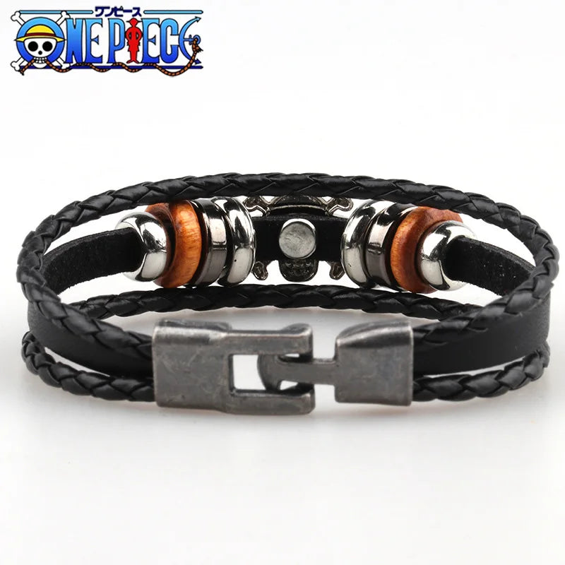 Pulsera Cuero Vintage Anime One Piece (Accesorio Juguete Periférico Animación) Regalo Cumpleaños