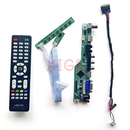 Kit Placa Controladora LCD Driver para Panel 15.6" B156XW02/XW03/XW04 (1366x768) TV Analógica LVDS 40pin VGA/HDMI/AV/USB