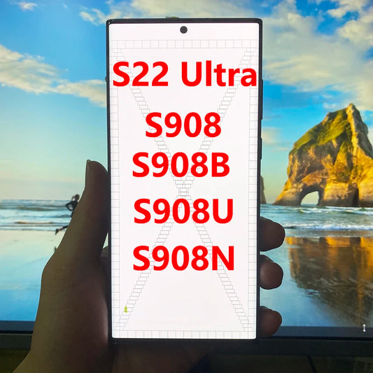 Pantalla 6.8" Super AMOLED con Marco y Digitalizador Táctil para Samsung S22 Ultra 5G (S908/S908U/S908B) (Con Defecto Estético)