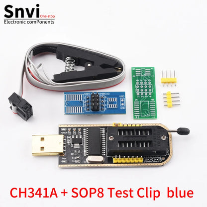 Kit Programador USB CH341A 24/25 Series EEPROM Flash BIOS + Clip Test SOIC8/SOP8