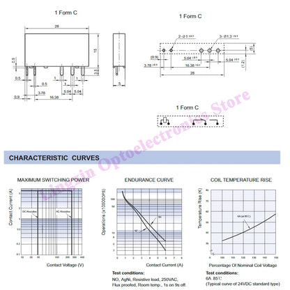 Relé Potencia HF41F-ZS/ZST/HS/HST 5-Pin 6A - Voltajes (5V/12V/24V DC) - Lote 5 Piezas