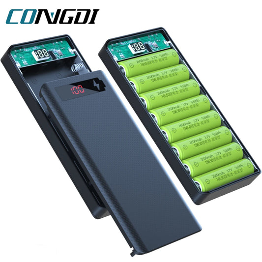 Caja Power Bank Shell DIY 5V (Doble USB/Micro USB/Tipo C) Soporte Baterías 18650 (Carcasa Desmontable, Sin Batería)