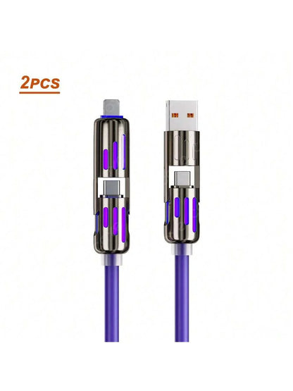 Cable Carga USB Multifunción 4 en 1 MFISH (USB/Tipo C/Lightning, Max 240W) Carga Rápida y Sincronización Datos para iPhone 15/16/iPad
