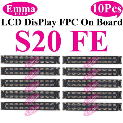 Conector de pantalla a bordo para Samsung S24 Plus S23 Ultra S22 S21 S20 FE Note 20 S10 LiteLCD pantalla FPC en enchufe de placa base, 10 Uds.