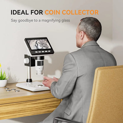 Elikliv EDM43 1080P Digital Microscope 4.3" IPS Screen Microscopes 1000x Entire Coin View Soldering Microscopio for PC Laptop