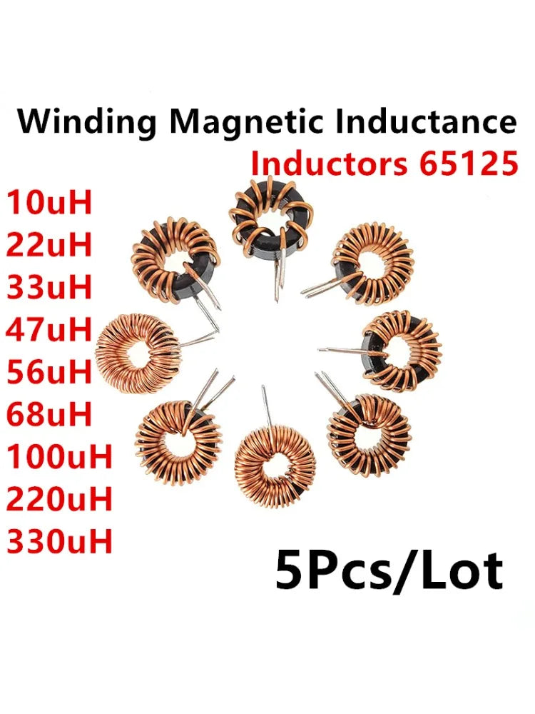 Inductor Núcleo Toroide 65125 Aluminio - Varios Valores (10uH a 220uH) - Lote 5 Piezas