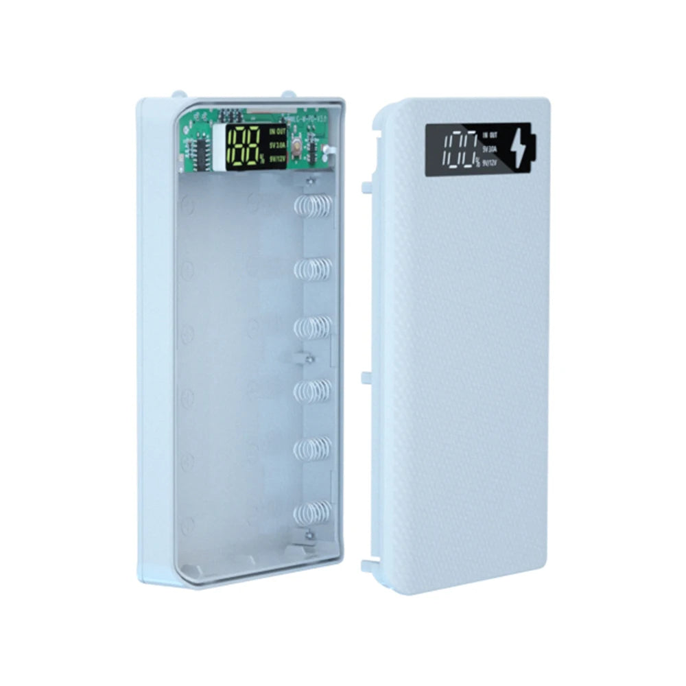 Caja Power Bank DIY Desmontable QC 3.0 (6x18650) Doble USB + PD (Soporte Batería 18650)