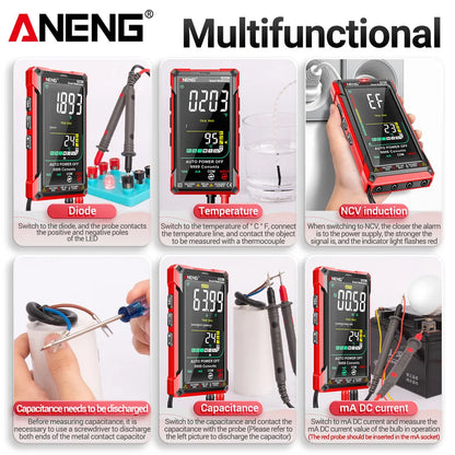 Multímetro Digital Inteligente ANENG 622B/622A True RMS 9999 Cuentas Lámpara Láser Autorango DC/AC Tester Analógico