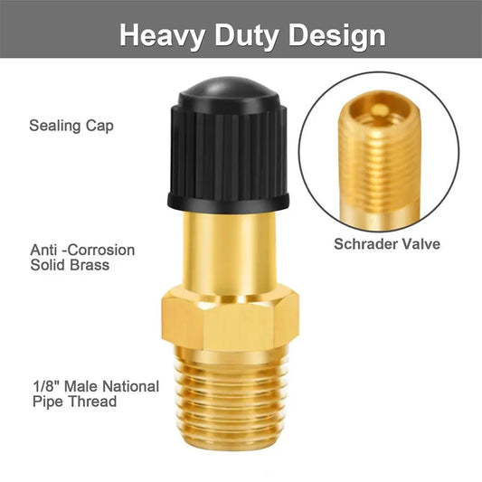 Válvula Llenado Tanque Compresor Aire Latón Anti-Corrosión Schrader (Rosca 1/4 NPT / 1/8 NPT / M10) Núcleo Válvula Neumático Auto