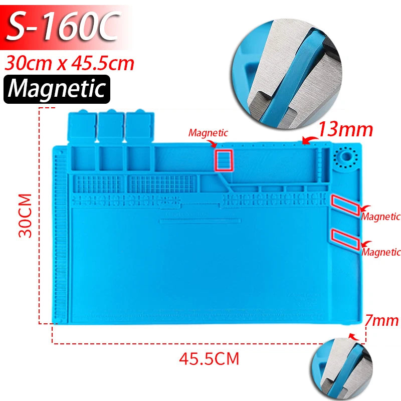 Alfombrilla Soldadura ESD Resistente Calor (932°F/500°C) Plataforma Mantenimiento Reparación Computadora/Teléfono Kit Herramientas