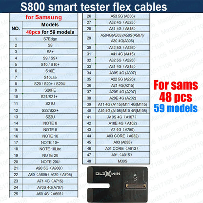 Cable Flex para Tester Pantalla Inteligente S800 - Reparación Display/Táctil/True Tone/Batería (iPhone/Samsung/Huawei/Xiaomi)