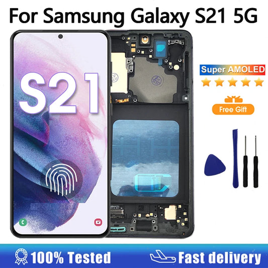 Pantalla LCD AMOLED S21 de 6,2 pulgadas para Samsung Galaxy S21 5G, Digitalizador de pantalla táctil para Samsung S21 G9910 G991B, repuesto de pantalla