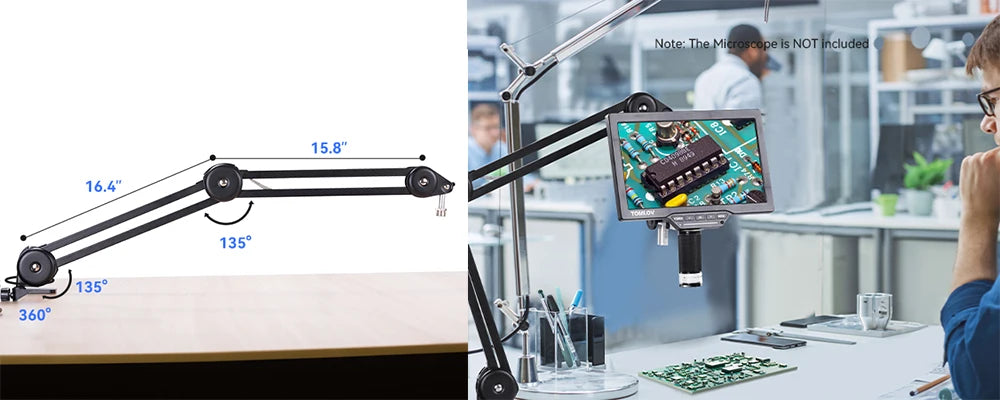 Elikliv Digital Microscope Flexible Arm Suspension Boom Scissor Arm Stand Metal Bracket for DM602 flex
