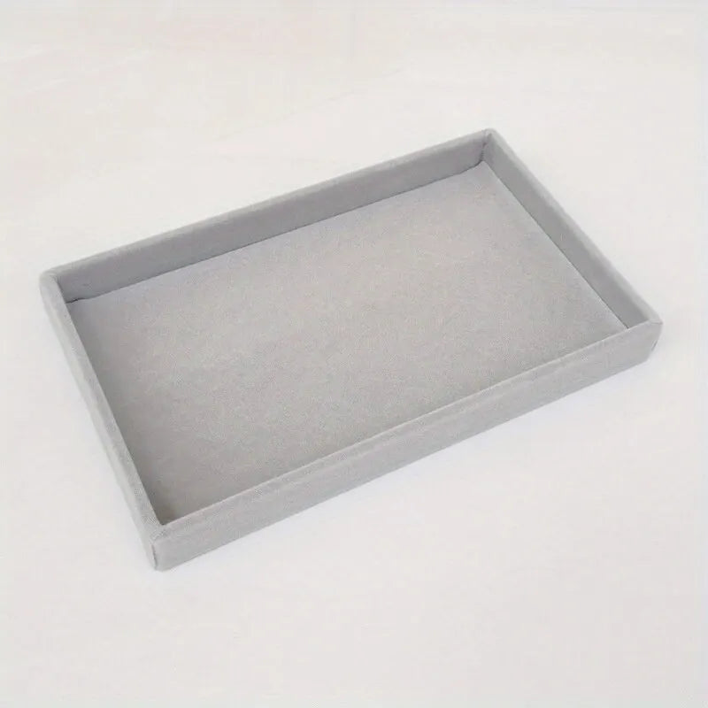 Bandeja Exhibidora Terciopelo para Joyería (Soporte Anillos/Pendientes/Collares Portátil) Caja Organizadora Almacenamiento