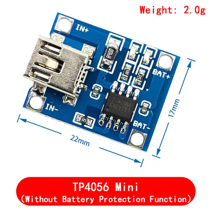 Lote 10 Pcs Módulo Cargador Batería Litio TP4056 5V 1A 18650 con Protección Dual 1A Li-ion