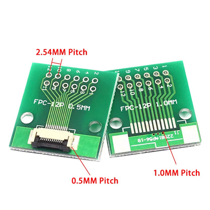 Placa Adaptadora FPC/FFC (0.5mm/1.0mm) a DIP 2.54mm (Conector Soldado, 4-60 Pines)