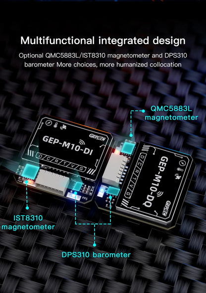 Módulo GPS GEPRC Serie GEP-M10 con Chip Flash, Magnetómetro QMC5883, Barómetro DPS310 y Capacitor Farad para Drones RC