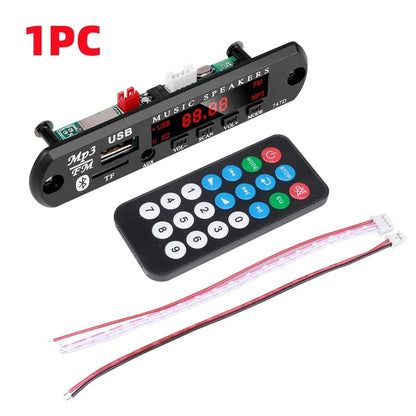 Módulo Decodificador MP3/WMA (9V/12V, Bluetooth 5.0) Reproductor Música Inalámbrico Lossless USB/AUX/TF/Radio FM con Control Remoto (1-5 Unidades)