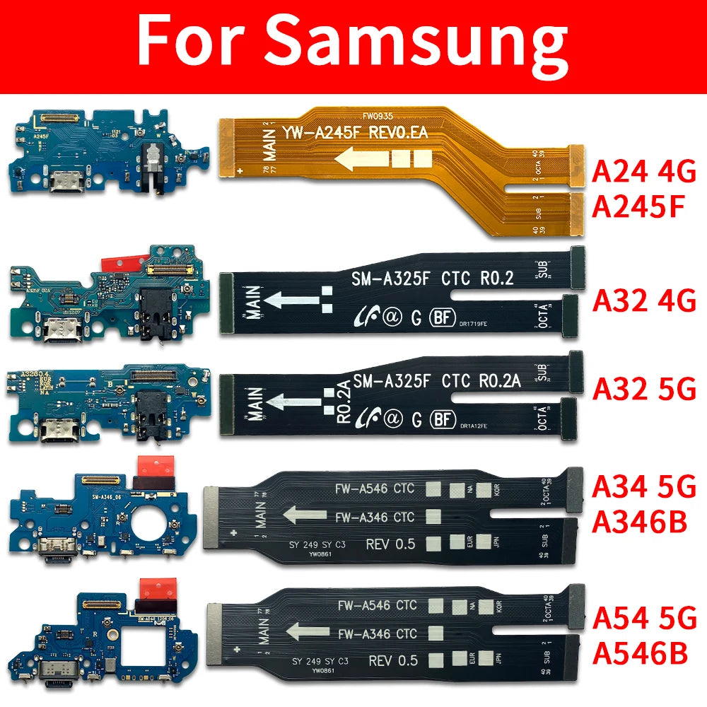 Placa Puerto Carga Rápida USB con Flex para Placa Principal Samsung Galaxy A24/A32 4G/A34/A54 5G