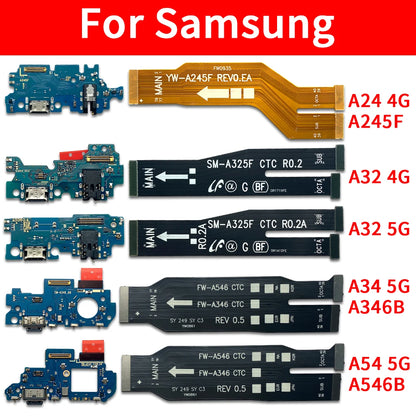 Placa Puerto Carga Rápida USB con Flex para Placa Principal Samsung Galaxy A24/A32 4G/A34/A54 5G