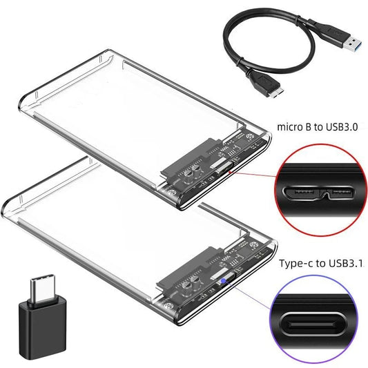 Carcasa Externa USB 3.0/Tipo C a SATA III para Disco Duro HDD/SSD 2.5" (Soporta UASP) Caja Harddisk