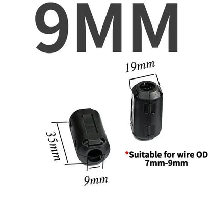 Filtro Ferrita Clip Snap Anti-Interferencia EMI/RFI Negro - Varios Diámetros (3.5mm a 15mm) - Lote 20-100 Piezas