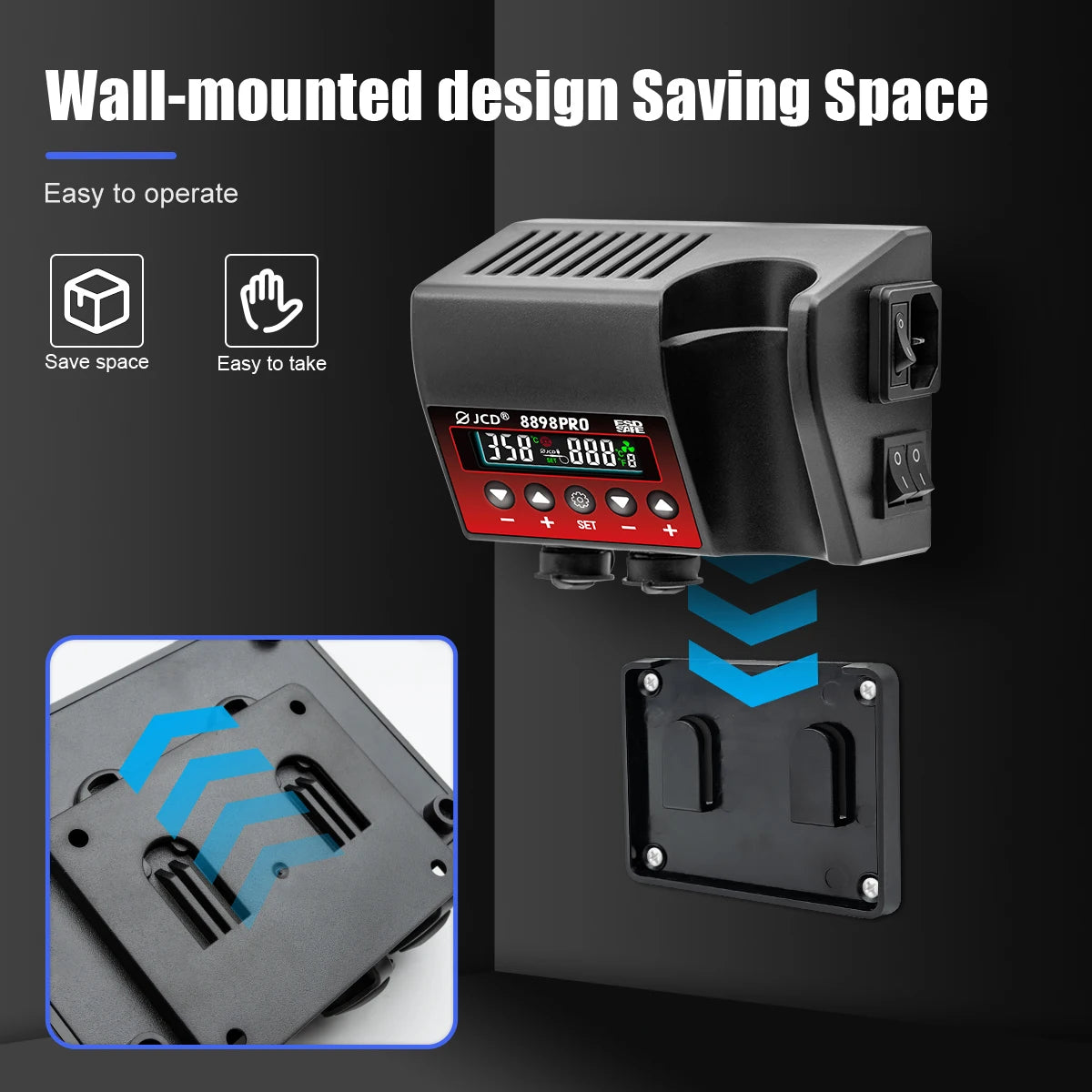 Estación de Soldadura 2 en 1 (Cautín + Pistola Aire Caliente) 750W para Reparación BGA/SMD (Modelo JCD 8898)