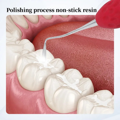Set Relleno Resina Dental Doble Punta Acero Inoxidable (Espátula Relleno Composite, Mango Silicona)