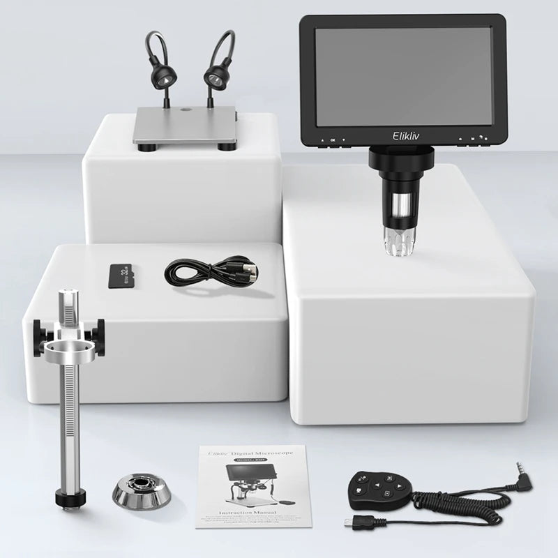 Elikliv DM9 7 Inch 50X-1200X Digital Microscope Adjustable HD LCD Video Microscops Camera For PCB Electronics Soldering Tool