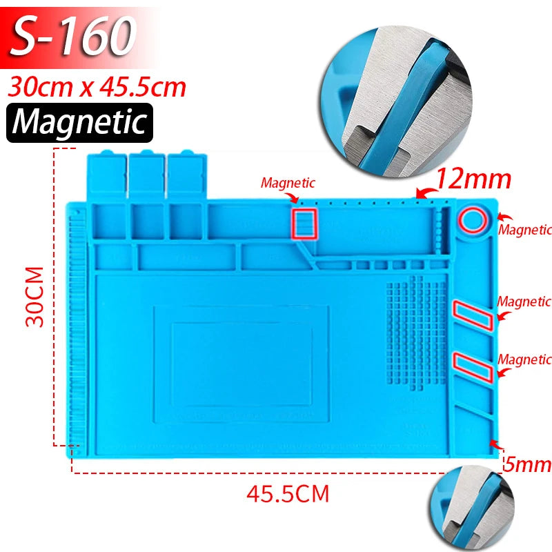 Alfombrilla Soldadura ESD Resistente Calor (932°F/500°C) Plataforma Mantenimiento Reparación Computadora/Teléfono Kit Herramientas