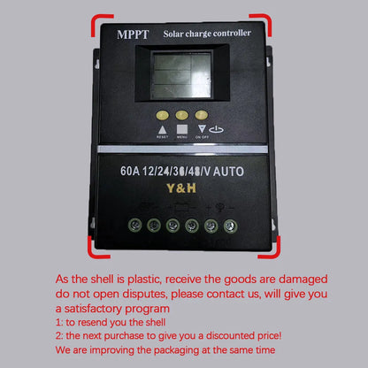 Controlador Carga Solar MPPT Y&H 60A/80A/100A 12V-48V Regulador Inteligente Batería Plomo-Ácido/Litio