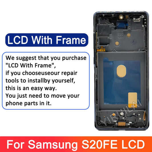 TFT S20FE LCD para Samsung S20 FE pantalla LCD SM-G781 G7810 G781U G781B con marco de pantalla táctil reemplazo del ensamblaje del digitalizador