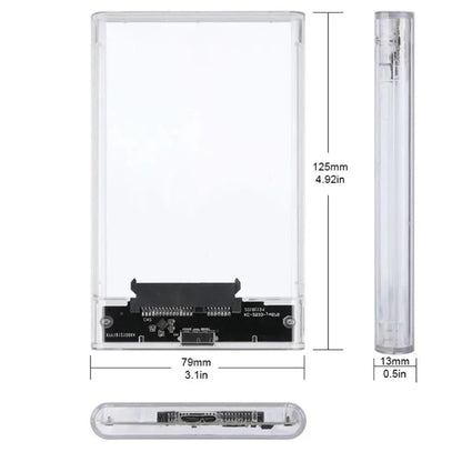 Carcasa Externa USB 3.0/Tipo C para Disco Duro HDD/SSD SATA 2.5" (UASP, Transparente, Portátil, Tool-Free)