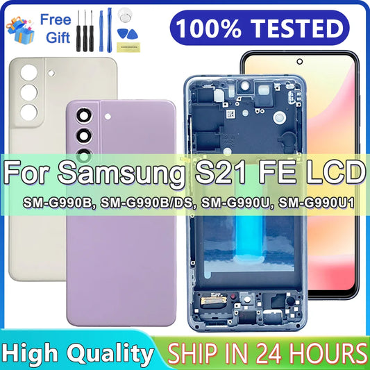 AMOLED para Samsung Galaxy S21FE 5G G990B G990U pantalla LCD Digitalizador de pantalla táctil con marco para Samsung S21 FE LCD
