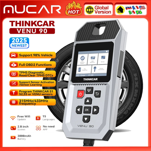 Herramienta Diagnóstico TPMS Thinkcar VENU 90 (315/433MHz) - Activación/Programación Sensores Presión Neumáticos