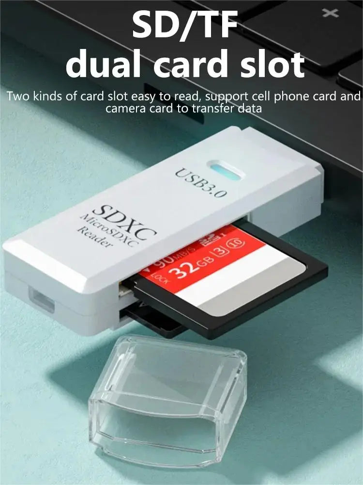 Lector Tarjetas Multifuncional 2 en 1 Alta Velocidad USB 3.0/2.0 (Soporta TF+SD) para Computadora/Tablet/Cámara/Laptop/Auto