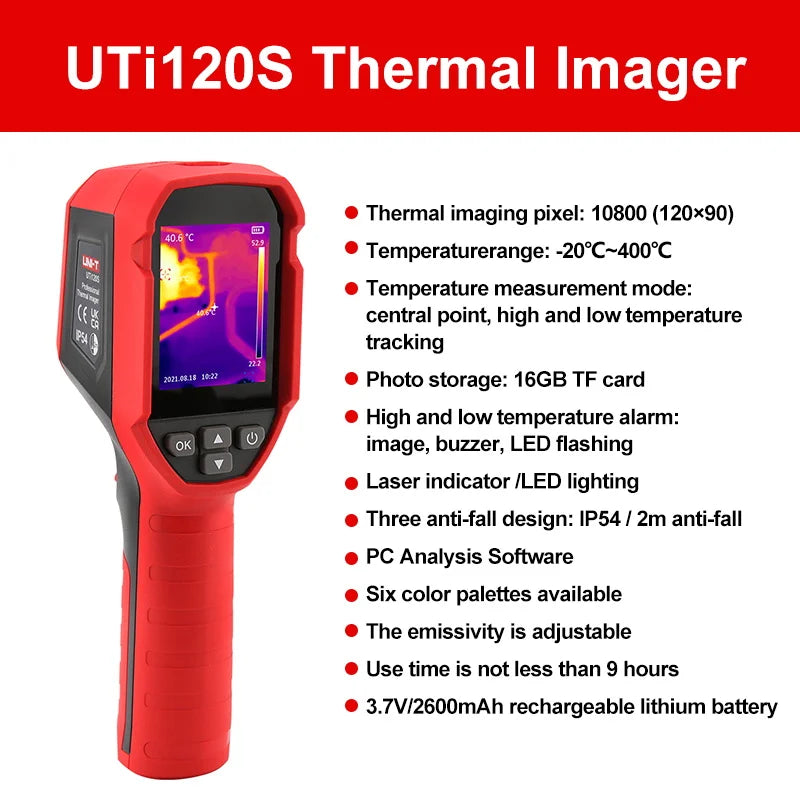 Termógrafo Infrarrojo UNI-T UTi160S (160x120) con Láser y Software PC - Cámara Termográfica IR