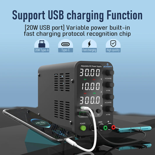 Fuente de Poder Laboratorio Ajustable DC 30V 10A Regulador Voltaje con Encoder Switch