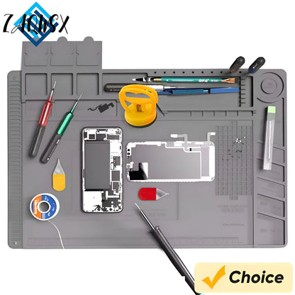 Alfombrilla Silicona ESD Aislante Térmica Resistente Calor para Soldadura Reparación Computadora/Teléfono (Kit Mantenimiento)