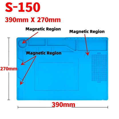 Alfombrilla Silicona ESD Aislante Térmica Resistente Calor para Soldadura Reparación Computadora/Teléfono (Kit Mantenimiento)