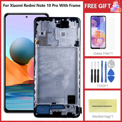 6.67" for Xiaomi Redmi Note 10 Pro LCD M2101K6G Display Touch Screen For Redmi Note10Pro LCD Display Frame Assembly
