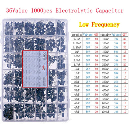 Kit Surtido Capacitores Electrolíticos DIP/SMD (1uF-1500uF, 16V-400V)