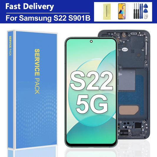 Conjunto de pantalla S22 5G para Samsung Galaxy S22 S901B S901U S901W S901N S901E pantalla LCD reemplazo de pantalla táctil Digital