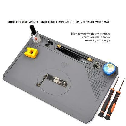Alfombrilla Silicona ESD Aislante Térmica Resistente Calor para Soldadura Reparación Computadora/Teléfono (Kit Mantenimiento)