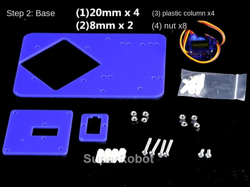 Kit Garra Brazo Robot Manipulador Mecánico Acrílico 4-DOF (Desarmado, para SG90/MG90S) Arduino STEAM
