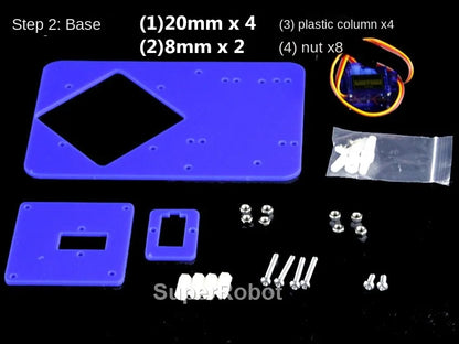 Kit Garra Brazo Robot Manipulador Mecánico Acrílico 4-DOF (Desarmado, para SG90/MG90S) Arduino STEAM