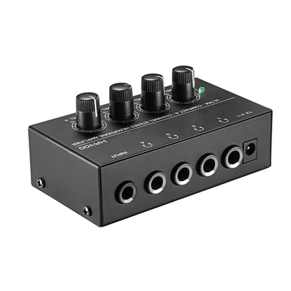 Mini Amplificador Audio Estéreo 4 Canales HA400 Ultra Compacto para Audífonos con Adaptador EU/US (Mezclador Música/Grabación)