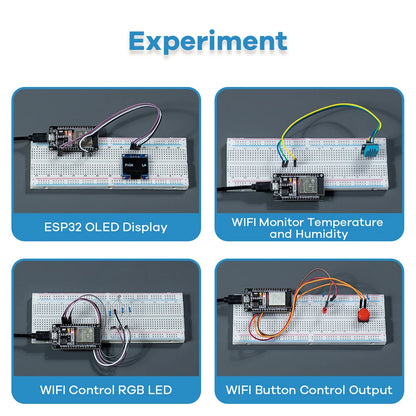 Kit Inicio Básico DIY para Placa Desarrollo ESP32 ESP-32S WiFi IoT (Incluye OLED 0.96", Módulo Fotorresistor) para Arduino