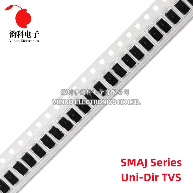 Diodo TVS Unidireccional SMD SMAJ - Varios Voltajes (5.0A a 188A) SMA/DO-214AC - Lote 50 Piezas